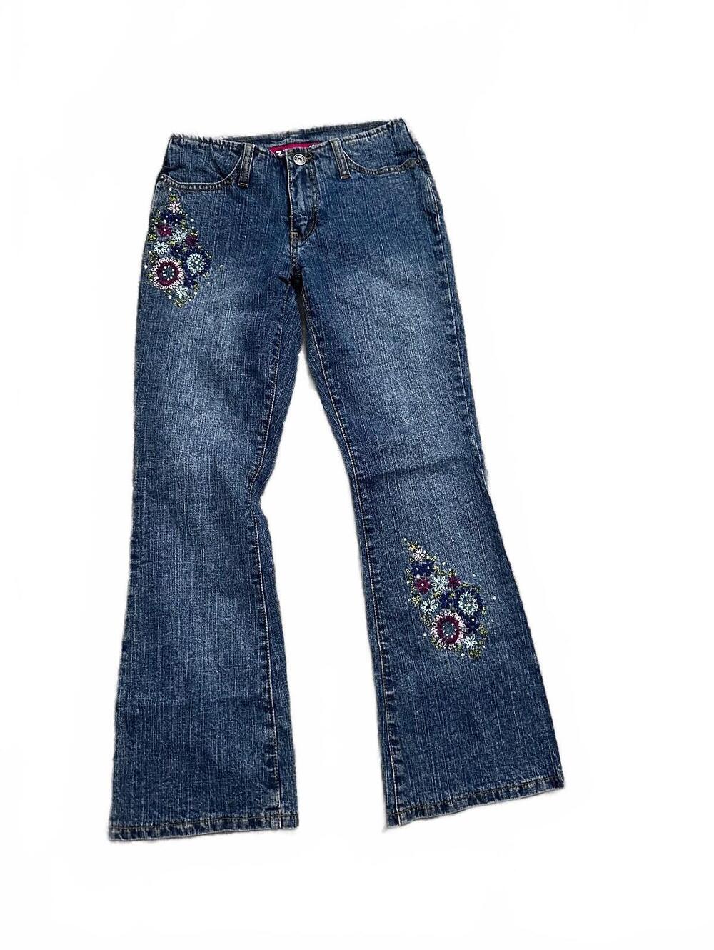 Y2K Zana di Girls' Low Rise Embroidered Flare Bootcut Jeans Size 7